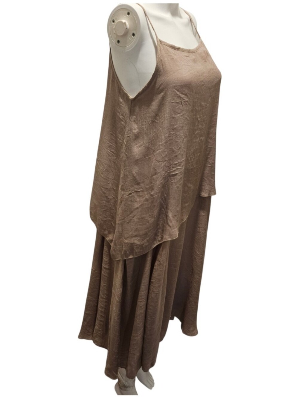 Coco + Carmen Beige Layered Midi Dress NWT Size S/M